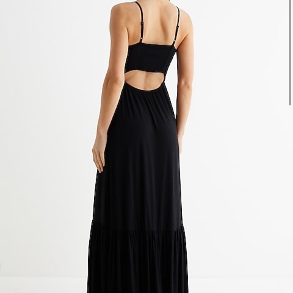 V-Neck Back Cutout Tiered Maxi Dress